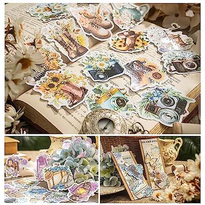 40Pcs Vintage Flower Stickers for Scrapbooking, Travel Themes