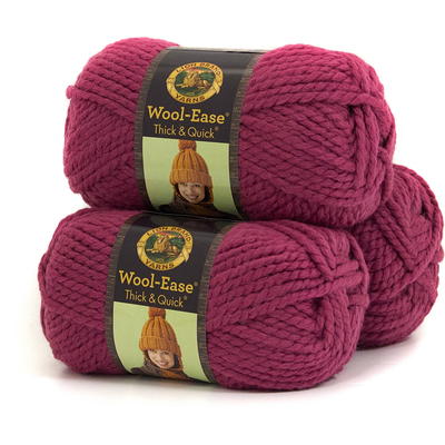 Lion Brand Yarn Wool-Ease Thick and Quick Raspberry Classic Super Bulky  Acrylic, Wool Multi-color Pink Yarn 3 Pack - Yahoo Shopping