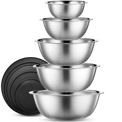 Mixing Bowl With Lid Set Of 5 Stainless Steel Nesting Salad Bowl Set For  Prepping Mixing