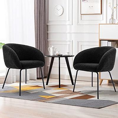 Zesthouse Mid Century Dining Chairs Barrel Chairs Set of 2, Sherpa Accent  Chairs, Upholstered Kitchen & Dining Room Chairs with Metal Legs, Black -  Yahoo Shopping