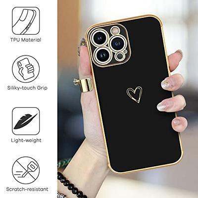 ROUTDOM Compatible with iPhone 13 Pro Max Case for Women Girls Aesthetic  Cute Cool Luxury Trendy Gold Heart Design,Slim Thin Silicone Shockproof  Protective Phone Cover for iPhone 13 Pro Max（Black） - Yahoo