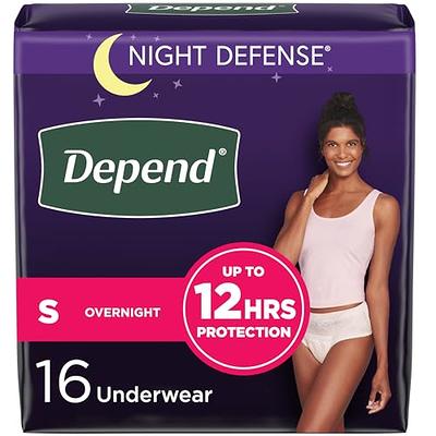 Depend Night Defense Adult Incontinence Underwear for Women, Disposable,  Overnight, Small, Blush, 16 Count, Packaging May Vary - Yahoo Shopping