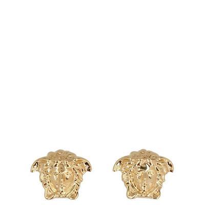 Versace Enamel Medusa Stud Earrings, Unisex, Black+gold, ONE SIZE