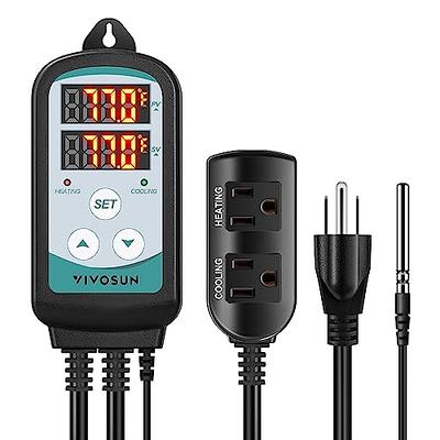 VIVOSUN 1500W Digital Temperature Controller, 2-Stage Outlet Thermostat  Heating and Cooling Mode, Thermostat with Dual LED Display, for Homebrew  Fermenter Greenhouse Terrarium, 110-240V 15A 1500W - Yahoo Shopping