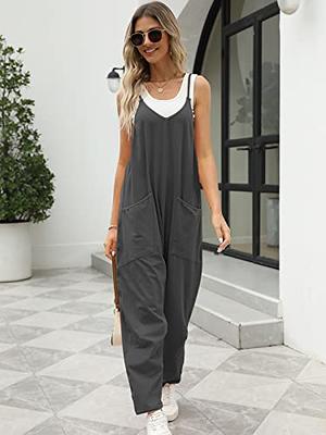  Women's Bib Overalls Casual Summer Sleeveless Strap Loose Wide  Leg Jumpsuits with Pockets Women's Cotton Bib Overalls Wide Leg Loose Fit  Jumpsuit Baggy Fashion Sleeveless Rompers,Today Deals Beige : Clothing,  Shoes