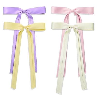 2pcs Silky Satin Hair Bows Hair Clip Black White Hair Ribbon