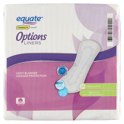  Equate Options Incontinence Pads for Women, Ultimate  Absorbency, Long Length, 51 Ct (Pack of 3