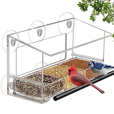 Window Bird Feeder with Extra Strong Suction Cups, Acrylic Detachable Birds  Feeders Tray, Transparent Outside Birdhouse for Cat Window Perch, Great