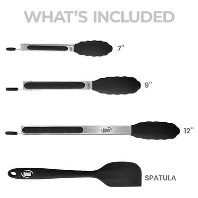 Kaluns Kitchen Tongs Set, Set Of Four 7,9, And 12 Inch Tong Plus Silicone  Spatula, Non-stick, Heat Resistant Serving Utensils : Target