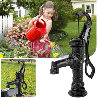 Hand Water Pump 15.7 in. x 9.4 in. x 51.6 in. Cast Iron Pitcher Pump 26 in.  Pump Stand For Yard Ponds Garden, Green