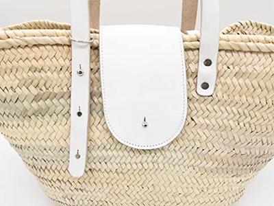  French basket with leather strap, Straw backpack, Beach bag,  Hipster backpack, straw basket, summer bag : Handmade Products