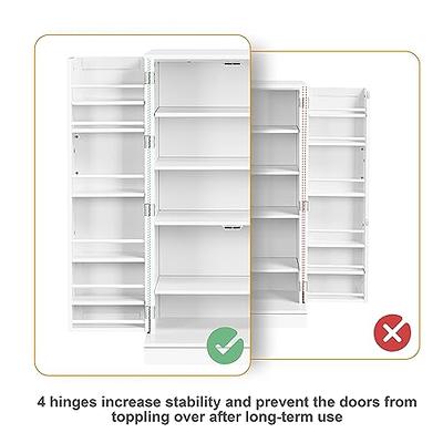 Yaheetech 41'' H Kitchen Pantry Storage Cabinet with Doors and Adjustable Shelves, White, Size: 23.5''Large × 17.5'' W × 41'' H