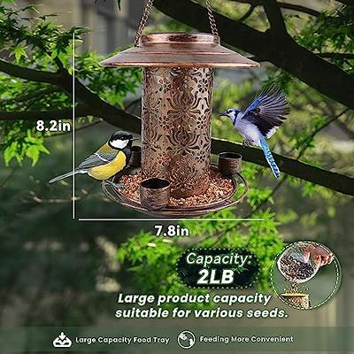 Bird Feeder for Outside Hanging,Bird Seed for Outside Wild Bird Feeders for  Garden Yard Outdoor Decoration,Round Roof Design for Sun-Proof and