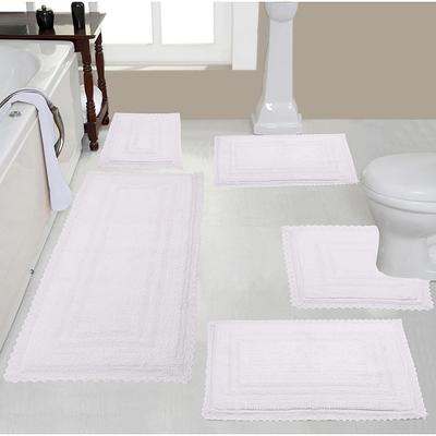 100% Cotton Bath Mat Rug Set Bathroom Shower Reversible Mats Floor Waffle  Weave