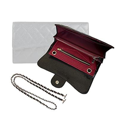 Constance Slim Wallet Strap Insert Constance Conversion Kit with Gold Chain  Constance Slim Wallet Insert Wallet on Chain (Beige, 120cm Silver Chain)