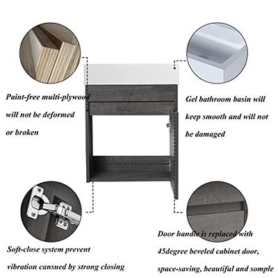 Sybrioka Bathroom Vanity with Ceramic Sink, 30 Floating Bathroom Storage  Cabinet Vanity Set, Modern Bath Cabinet with Adjustable Open Shelves Wood