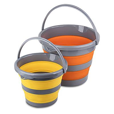 SAMMART 10L (2.6 Gallons) Set of 2 Collapsible Tub - Foldable Dish Tub -  Portable Washing Basin - Space Saving Plastic Washtub (Sea Angel + Orange,  2)