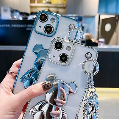 for iPhone 13 Case Cute with Wrist Strap Kickstand Glitter Bling Cartoon  IMD Soft TPU Shockproof Protective Cases Cover for Girls and Women -  Sunflower 