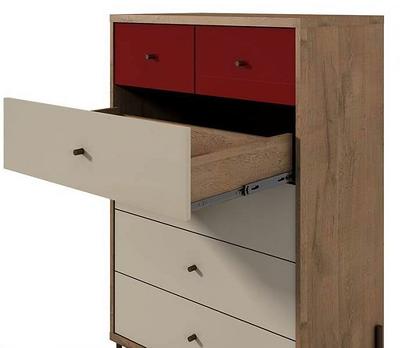 Joy 48.43 Tall Dresser with 6 Full Extension Drawers in Red and