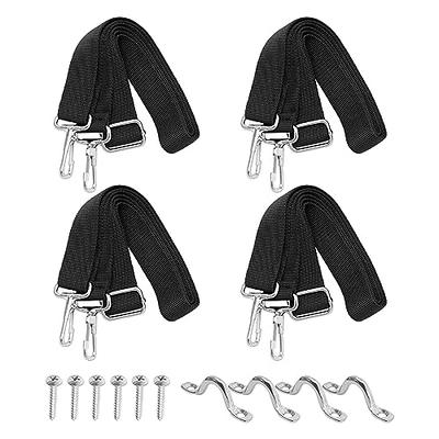 2 PCS Adjustable Heavy Duty Bimini Top Straps ,Marine Grade Double Snap  Hook Strap+ Pad Eye Straps,2860 Stainless Steel Boat Awning Hardware  Accessories black