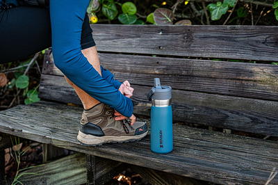 STANLEY 22 oz Lagoon Blue and Gray Insulated Stainless Steel Water Bottle  with Straw and Flip-Top Lid - Yahoo Shopping