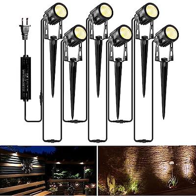 SUNVIE 12W Low Voltage LED Landscape Lights with Connectors, Outdoor 12V  Super Warm White (900LM) Waterproof Garden Pathway Lights Wall Tree Flag  Spotlights with Spike Stand (10 Pack with Connector) 