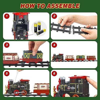  Hot Bee Train Set - Train Toys for Boys Girls w/Smokes, Lights  & Sound, Tracks, Toy Train w/Steam Locomotive Engine, Cargo Cars & Tracks,  Christmas Train Toys Gifts for 3 4