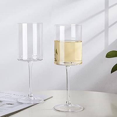 Wine Glasses - Square Wine Glasses Set of 4 Hand Blown Crystal