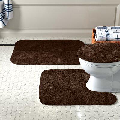 3pc Bathroom Rug Set Bath Mats Solid Color Antislip Soft Mats