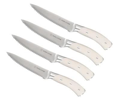 Dura Living Elite Series 4 Piece Stainless Steel Steak Knife Set, Cream :  Target