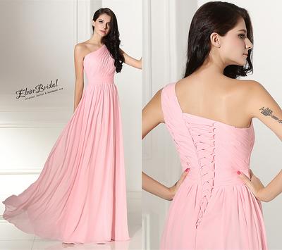 Light Pink Strapless Chiffon Bridesmaid Dresses