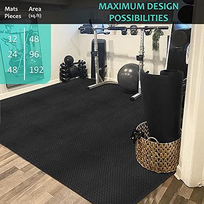VEVOR 6 Pcs 1/2 inch Thick Gym Floor Mats, 24 x 24 Eva Foam & Rubber Top Interlocking Workout Floor Mats with 24 sq.ft Coverage, Waterproof