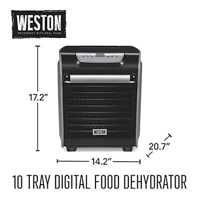 Weston Food Dehydrator Machine for Jerky, Fruit, Meat, Herbs, Vegetables,  with Precision Digital Temperature Control (90-160F), 10 Stackable Trays  (10.3 sq. ft.), White (75-1001-W) - Yahoo Shopping