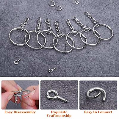 KANSPHY 100 Pack Key Ring with Chain and Open Jump,1 inch Split Round  Keychain Rings Bulk for Craft Making Jewelry