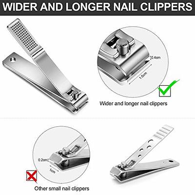 BEZOX Angled Head Nail Clippers for Seniors - Ergonomic Toenail Clipper for  Thick Nails, Nail Cutters with Catcher - Silver
