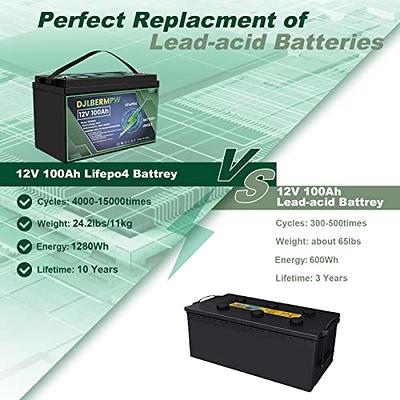 DJLBERMPW 4 Pack 12V 100Ah LiFePO4 Battery Built-in 100A BMS