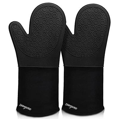 ARCLIBER Hot Pads and Oven Mitts,4PCS Heat Resistant Kitchen  Gloves,Non-Slip Rubber Surface 2 Oven Mitts,2 Pot Holders for