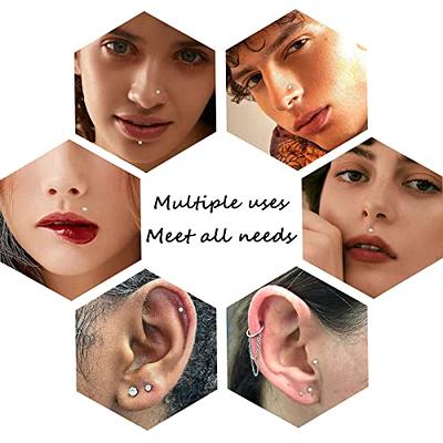  PunkTracker 14g/16g/18g/20g ASTM F136 Titanium Piercing Kit  Taper Insertion Pin for Threadless Push In Tragus Helix Lip Nose Helix  Piercing Jewelry Cartilage Earrings Labret Studs Nose Stud Stretcher :  Clothing, Shoes