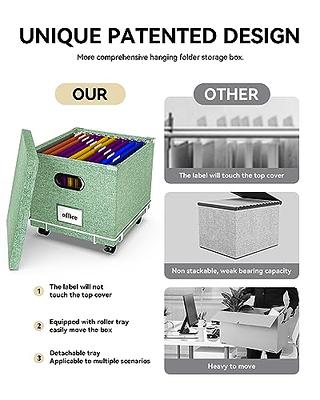 Oterri File Organizer Box with Lid, Hanging Filing File Box with Mesh  Pocket, Document Organizer Box for Letter Files, Portable Storage Box with