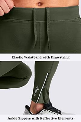 Pudolla Men's Thermal Running Tights with 3 Zipper Pockets Workout
