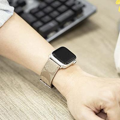 Luxury Designer Watch Band Compatible with Apple Watch 41mm 40mm 38mm, Soft  Leather Replacement Band Strap Watch Band for iWatch Series