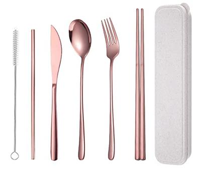 Velaze 30-Piece 18/8 Rose Gold Flatware Set Stainless Steel Eating