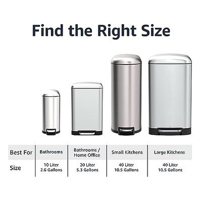 Smudge Resistant Small Rectangular Trash Can With Soft-Close Foot