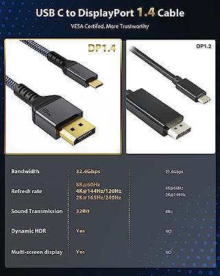 USB C to DisplayPort Cable, 4K60Hz/ 2K165Hz, MST, Gaming