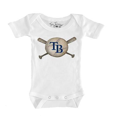 Infant Tiny Turnip White/Navy Tampa Bay Rays Baseball Love Raglan 3/4 Sleeve T-Shirt