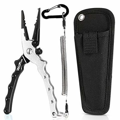 fishing pliers,Fishing Pliers Hook Remover Freshwater Saltwater,Stainless  Steel Fish Hook Removing Pliers Tool,Line Cutter with Sheath and Lanyard