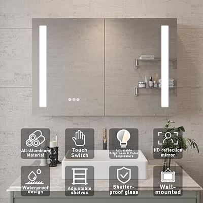 Waterproof Bathroom Wall Mounted Cabinet Shelf White With Mirror