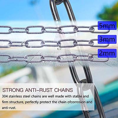 Stainless Steel 304 Chain,Metown Stainless Steel Coil Chain 5M Length 3mm(1/9 inch) Thickness,Perfect for Anchor Chain, Pet Dog Chain, Camping