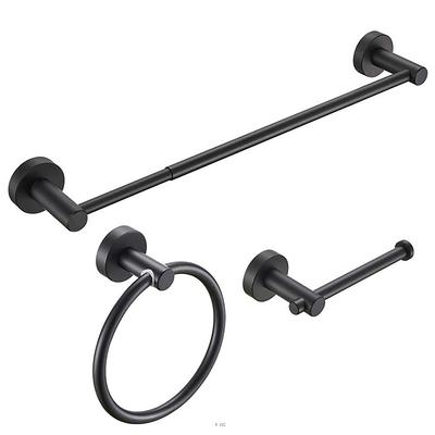 TOOLKISS 6-Piece Bath Hardware Set with Towel Bar, Toilet Paper Holder and Towel Hook in Matte Black