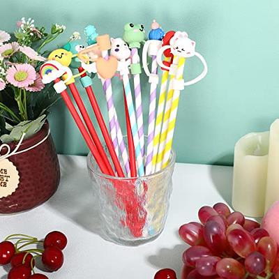 Straw Covers Cap 12pcs Silicone Straw Tips Covers Cute Silicone Reusable Drinking Straw Tips Lids Strawberry Straw Topper Straw Plugs for Straw Tips